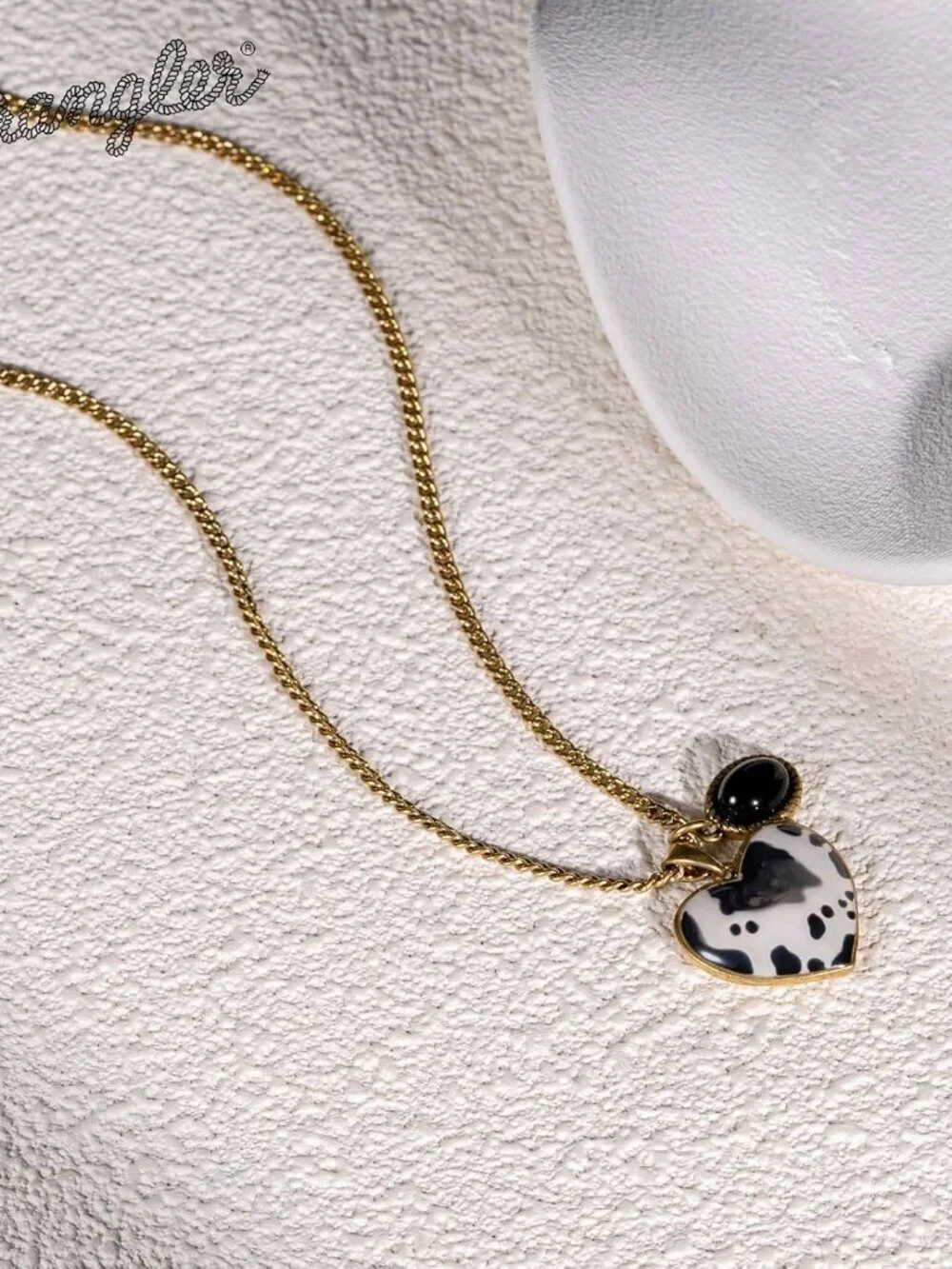 Women's Gold Black Western Gold Plated Wrangler Heart Turquoise Pendant Necklace